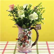 陶瓷工艺品方亚陶瓷方亚花香鸟语红鸟水罐方亚北京总代理3201J