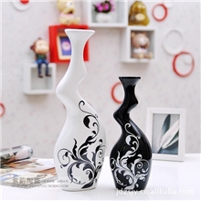 批发供应景德镇陶瓷工艺品现代家居摆件黑白经典欧式花插0036