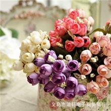 热销推荐15头迷你玫瑰7色选玫瑰花苞星星苞仿真花绢花假花