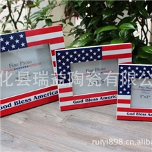 库存批发树脂工艺品创意家居装饰美国国旗相框摆件大Z0166