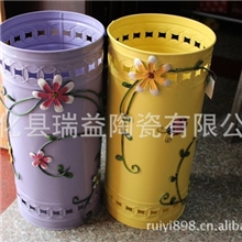 库存批发工艺品创意家居用品超酷铁艺小花垃圾桶雨伞桶Z0173