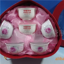 中国平安LOGO骨瓷6碗心盒.有现货供,,,,,陶瓷礼品餐具.高档礼品