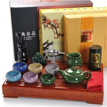 电视购物金牌供应商高档礼品紫砂冰裂茶具套装陶瓷功夫冰裂茶具