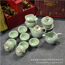 送礼首选12头汝窑茶具套装开片汝瓷陶瓷功夫茶具多款套组可选
