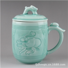 厂家热销多款式青瓷老板办公泡茶杯富贵吉祥杯新款马克杯