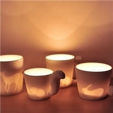 促销zakka杂货日本童话动物烛台杯森林蜡烛杯雕刻杯KT232