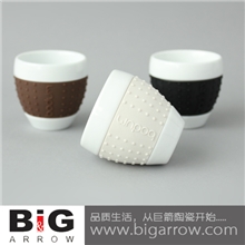 外贸尾单Bodum时尚环保防烫手硅胶套陶瓷杯咖啡杯套2装80mL