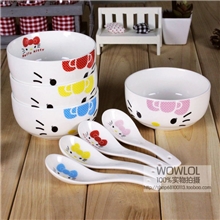 厂家直销ZAKKA杂货猫碗卡通儿童碗陶瓷餐具hellokitty饭碗