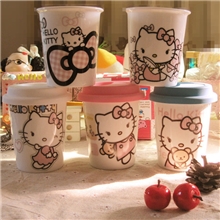 供应最新款hellokitty骨瓷杯隔热咖啡杯陶瓷杯子带盖KT杯