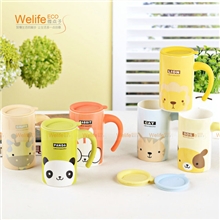 微点子萌系动物头陶瓷杯可爱带盖水杯创意马克杯咖啡杯情侣杯