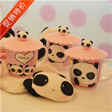 新款韩式超萌国宝熊猫牛奶杯子可爱动物水杯带盖陶瓷杯子马克杯