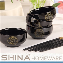 厂家批发哆啦a梦24K金4碗4筷套装叮当猫米饭碗高档礼品