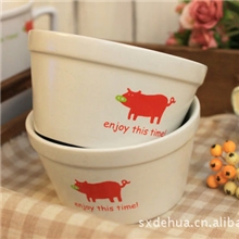 小饭碗刻度碗陶瓷碗儿童碗动物量碗日本可爱沙拉碗小猪