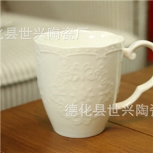 10月新款外贸原单出口日本复古蕾丝陶瓷马克杯早餐杯牛奶杯