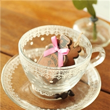 爆款热销zakka玻璃带盖蕾丝杯碟陶瓷杯批发2071