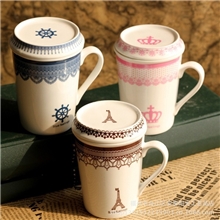 爆款热销zakka蕾丝标志杯批发陶瓷杯1255