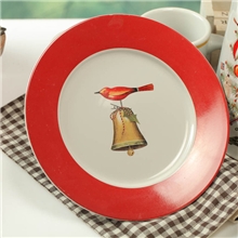 【热销】彩绘插画陶瓷浅口盘子优质批发创意卡通盘子