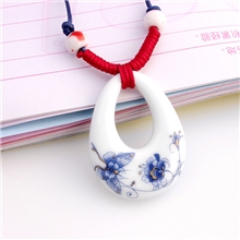 景德镇陶瓷项链手工贴花瓷片批发陶瓷饰品陶瓷首饰民族风