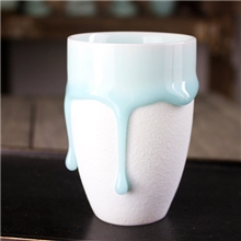 景德镇手工陶瓷礼品杯定制影青流釉珍珠白釉花茶杯情侣杯牛奶杯