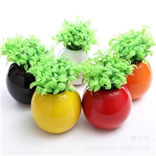 婚房新房摆件陶瓷工艺品家居饰品颜色釉摆件圆球小花瓶