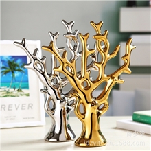 创意时尚现代陶瓷电镀工艺品摆设客厅装饰品摆件电镀发财树