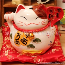 混批,日本招财猫7寸风生水起金运招财储蓄罐开业家居工艺摆件