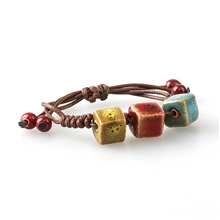 【精品热销】创意饰品五彩陶瓷手链景德镇陶瓷手工制作手链