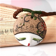 【精品热销】景德镇陶瓷饰品批发陶瓷项链手绘人脸娃娃造型