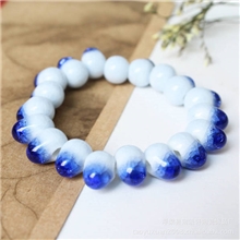 【热销产品】手链批发低价景德镇陶瓷裂纹水晶全株手链宝石蓝