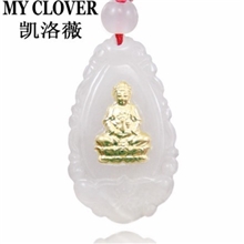 天然翡翠A货千足金/挂件/金镶玉观音吊坠厂家直销/生日礼品/特价