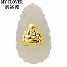 天然翡翠A货千足金/佛金镶玉/金镶玉佛吊坠厂家直销