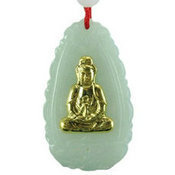 天然翡翠A货千足金/佛观音金镶玉/金镶玉观音佛吊坠厂家直销