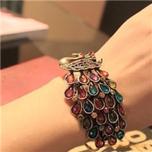 S0201"【欧美外贸原单饰品】复古饰品美艳无双复古孔雀宝石手镯