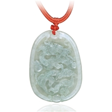 正品天然翡翠A货玉石玉龙项坠吊坠红绳项链深圳饰品混批带证书