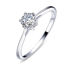 正品s925纯银六爪戒指时尚韩版闪锆女戒子一件代发银饰品批发