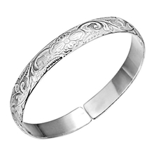 30克齐头压花手镯s990千足银镯子民族风时尚个性女银饰品批发