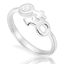 男女符号开口戒指s925纯银时尚情侣款对戒创意戒子银饰品批发