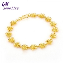 镀金手链时尚玫瑰花手链批发新娘婚庆高仿黄金手链女金属饰品