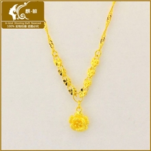 玫瑰花连体项链长款24K色保色仿金首饰发光镀真金饰品批发