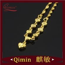 【八折大促销】桃心连体女式项链2时尚4K真金保色长款项链批发