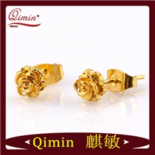 真黄金保色耳钉饰品仿黄金电镀耳环女款玫瑰耳钉耳针货源批发