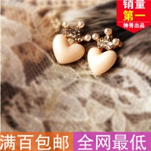 0546义乌小饰品批发水钻皇冠桃心爱心小可爱百搭耳钉