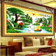 厂家批发正品品牌蒙娜丽莎新一代5D十字绣迎客松财运版