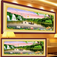 品牌精准印花客厅大幅十字绣批发财运亨通鸟语花香