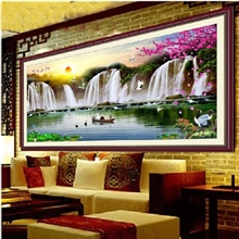 精准印花十字绣最新款客厅大幅财运亨通三流水生财风景大画系列