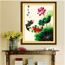 十字绣批发新款年年有余荷花鲤鱼图水晶之恋锦荷版客厅大幅正品