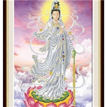 3D最新款精准印花丝线十字绣批发滴水观音观世音宗教客厅大幅