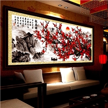 百分百精准印花十字绣批发紫气东来大版红梅开五福报春图梅花版