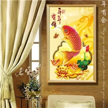 新款3D精准印花十字绣布艺工艺十字绣厂家批发年年有余淘宝爆款