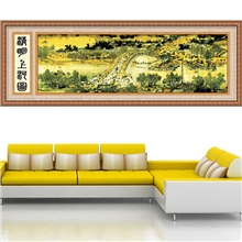 100%精准印布十字绣厂家批发大画5180九尺清明上河图3米版